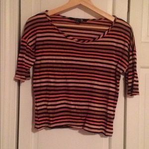 Pink and black striped crop top